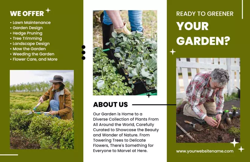 Lush Green Gardening Services and Floral Care Brochure Template