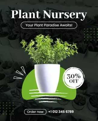 Lush Green Plant Nursery Sale Promotional Poster Template