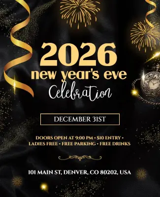 Luxurious Black and Gold New Year's Eve Celebration Flyer Template