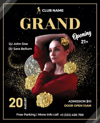 Luxurious Black Gold Grand Opening Night Club Poster Template