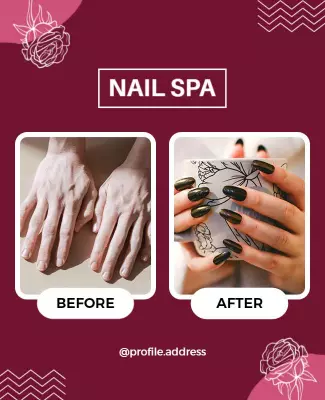 Luxurious Burgundy Nail Spa Transformation Poster Template