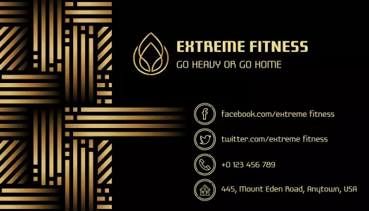 Luxurious Gold Woven Design for Fitness Brand Business Card Template