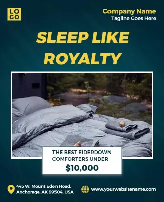 Luxurious Green Bedding Promotion for Comforter Poster Template