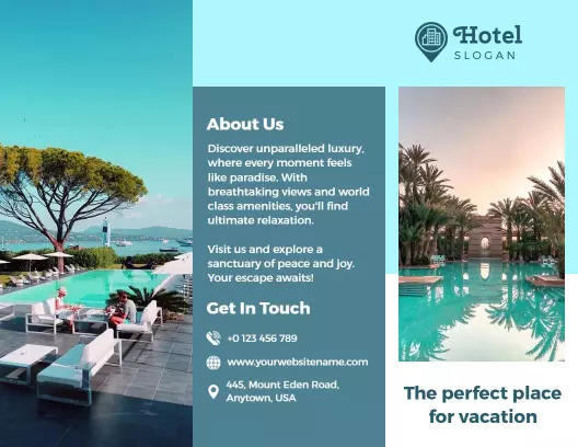 Luxurious Hotel Retreat with Scenic Poolside Views Brochure Template