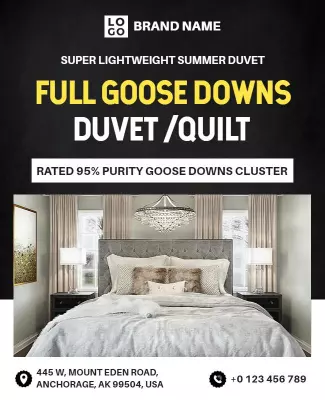 Luxurious Lightweight Summer Goose Down Duvet Poster Template