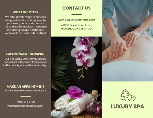 Luxurious Spa Services Relaxation and Wellness Brochure Template