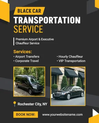 Luxury Black Car Transportation Service Promotion Flyer Template