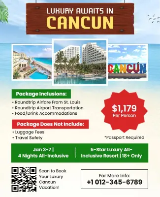 Luxury Cancun Vacation Package Flyer Template