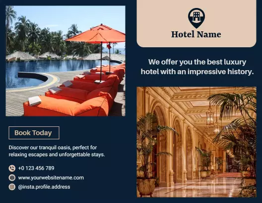 Luxury Coastal Hotel Relaxing Escape and Amenities Brochure Template