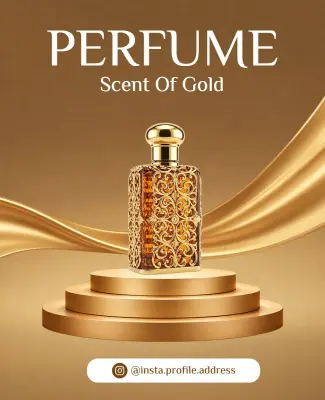 Luxury Gold Perfume Advertising Poster Template
