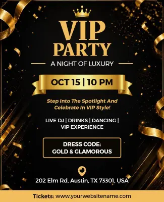 Luxury Gold VIP Party Night Celebration Flyer Template