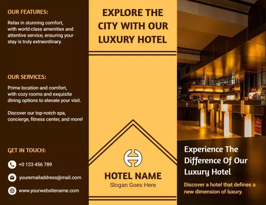 Luxury Hotel Comfort and City Exploration Services Brochure Template