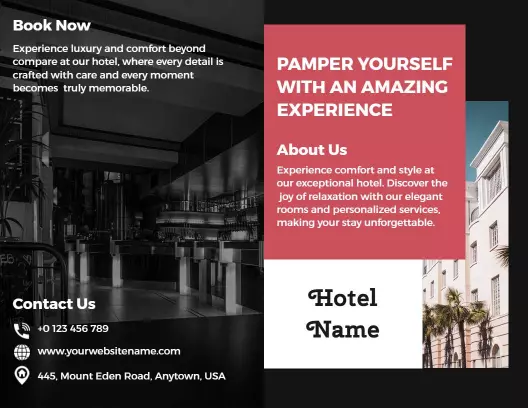 Luxury Hotel Relaxation and Comfort Experience Brochure Template