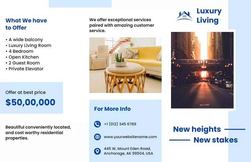 Luxury Living Spacious Real Estate Property Brochure Template
