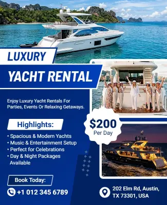 Luxury Yacht Rental Services Flyer Template