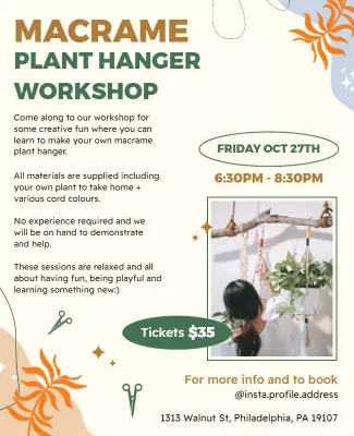 Macrame Plant Hanger Workshop Flyer Template