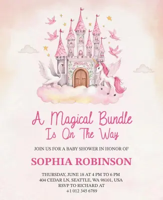 Magical Castle Theme Baby Shower Announcement Flyer Template