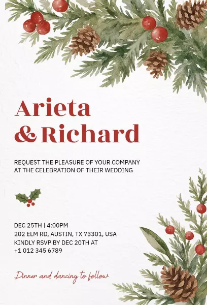 Magical Christmas Wedding Celebration Invitation Template