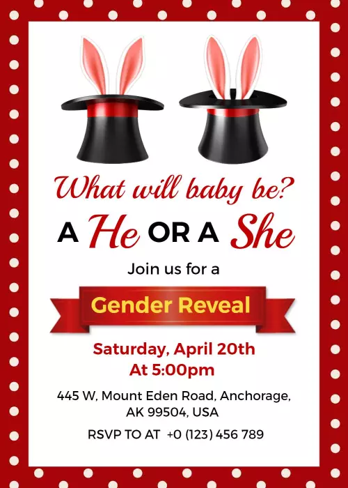 Magical Hat Trick Gender Reveal Celebration Invitation Template