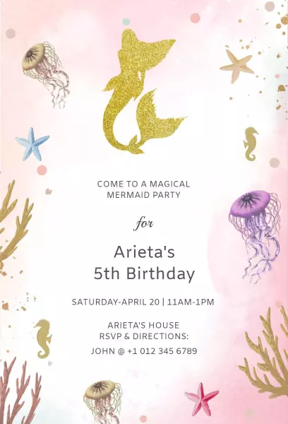 Magical Mermaid Underwater Adventure Birthday Invitation Template