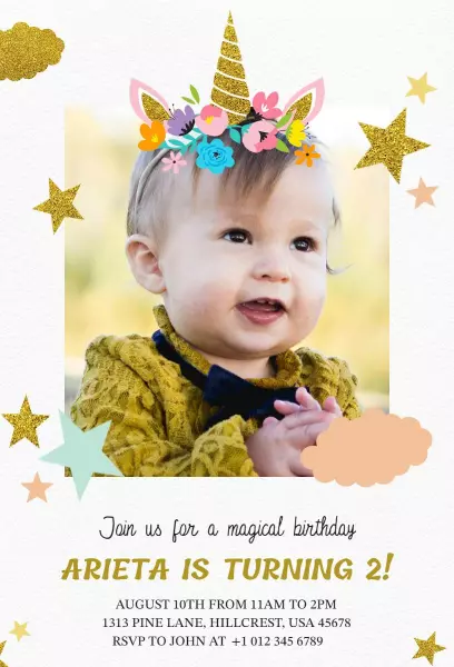 Magical Unicorn Wonderland Birthday Celebration Invitation Template