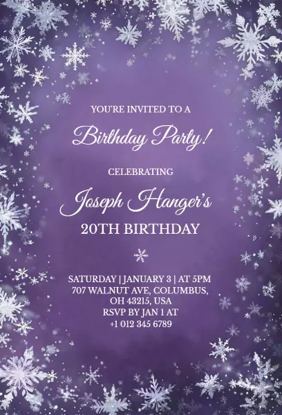 Magical Winter Wonderland 20th Birthday Celebration Invitation Template