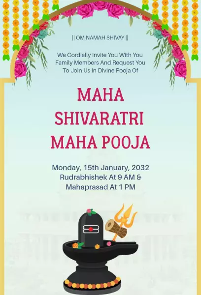 Maha Shivaratri Divine Pooja Celebration Invitation Template