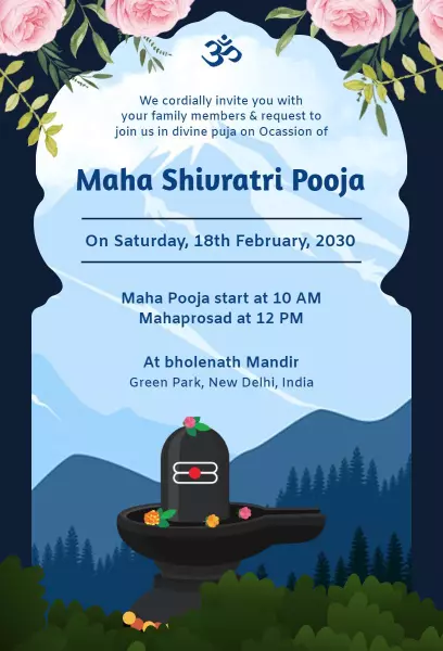 Maha Shivaratri Spiritual Pooja Celebration Invitation Template