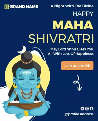 Vibrant Blue Divine Celebration for Maha Shivratri Flyer Template