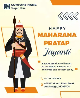 Cultural Illustration for Maharana Pratap Jayanti Flyer Template