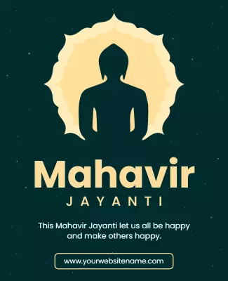 Serene Green Mahavir Jayanti Celebration Flyer Template