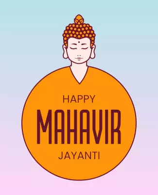 Spiritual Buddha Illustration for Mahavir Jayanti Flyer Template