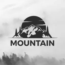 Majestic Black Mountain with Sun Rising Behind Logo Template