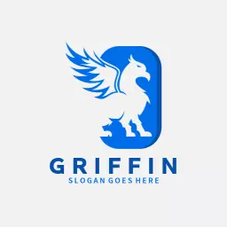 Majestic Blue Griffin Symbolizing Strength and Loyalty Logo Template