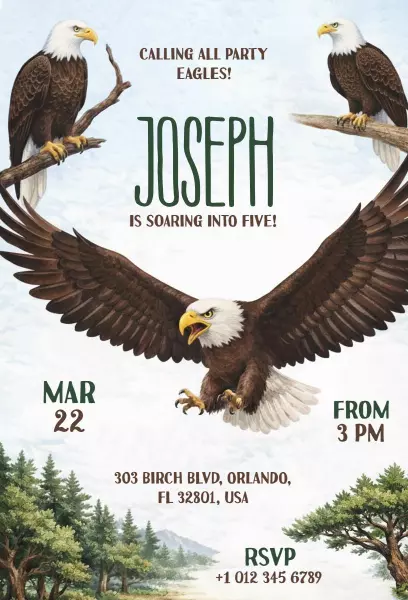 Majestic Eagle Theme Birthday Celebration Invitation Template