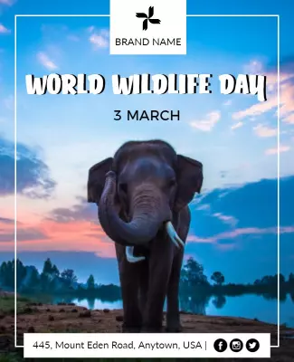 Majestic Elephant Theme for World Wildlife Day Poster Template