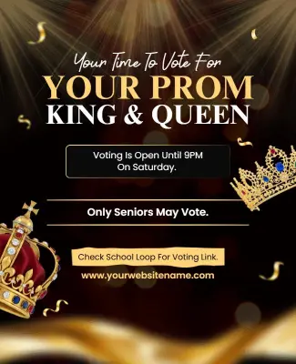 Majestic Gold Crowned Prom King and Queen Voting Flyer Template