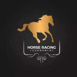 Majestic Golden Horse Racing Tournament with Royal Flair Logo Template