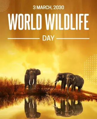 Majestic Golden Wildlife Awareness Celebration Poster Template