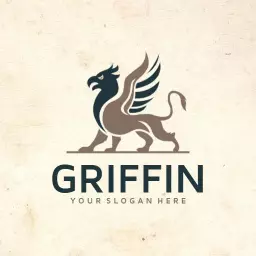 Majestic Griffin with Wings Symbolizing Strength and Power Logo Template