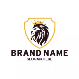 Majestic Lion Emblem with Royal Crown Logo Template