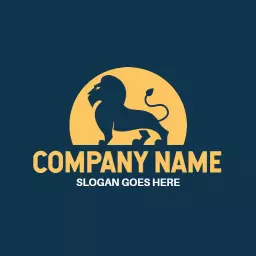 Majestic Lion Silhouette Against Bold Yellow Background Logo Template