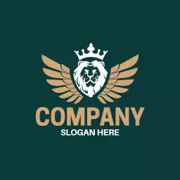 Majestic Lion with Regal Wings and Crown Design Logo Template