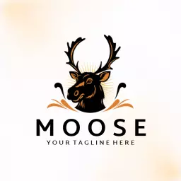 Majestic Moose Design with Radiant Antlers and Logo Template