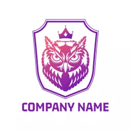 Majestic Owl Design with Purple Crown and Shield Logo Template