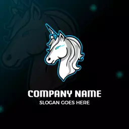 Majestic Unicorn Design with Striking Blue Accents Logo Template