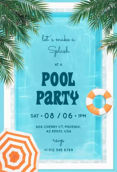 Make a Splash Fun Summer Pool Party Invitation Template