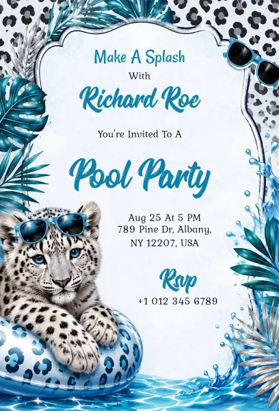 Make A Splash Tropical Pool Party Invitation Template