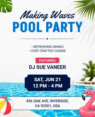 Making Waves Pool Party Event Flyer Template