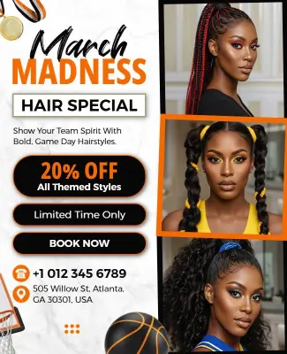 March Madness Hairstyle Promotion Flyer Template